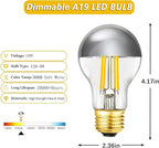 Dimmable Half Chrome Light Bulb, 6W Equivalent 60W,E26 A19 Silver Dipped Bulb, Anti Glare LED Light Bulbs, A60 3000K Soft White Light Bulbs, AC120V,Pack of 4