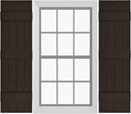Board & Batten Vinyl Shutters (1 Pair) | 14.5"x63" (4-Board) - Stone Mason Brown | Exterior Window Shutters | Includes Mounting Hardware | Simple Installation | Made in USA