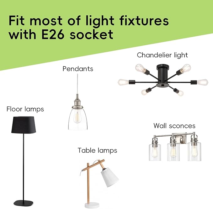 Jensense Edison LED Light Bulbs E26 Bulb 60 watt Equivalent Dimmable Light Bulbs 4000K Natural White Vintage 7W Edison Bulbs 110V 120V 800 Lumen CRI90, 8 Pack