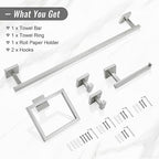 YACVCL Towel Bar Set, 5 Pieces Bathroom Hardware Set Brushed Nickel Bathroom Accessories, SUS304 Stainless Steel Towel Racks Holder Set Wall Mounted 23.6 Inch
