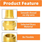 GASHER 12PCS Metals Brass Pipe Fitting, Hex Nipple Brass Hex Coupler, 1/2" x 1/2" NPT Male Thread Pipe, 1/2Inch x 1/2Inch NPT Female Thread Pipe