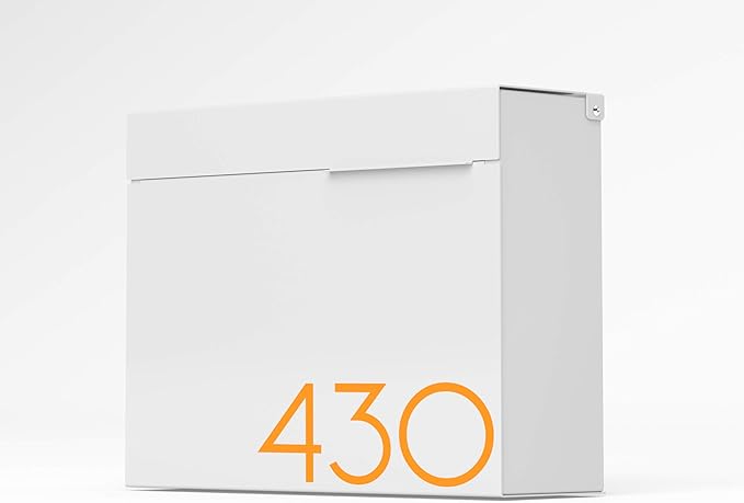 Vsons Modern Design Mailbox, Wall-Mount Mailbox Vsons Design Mitch W (Aluminum White Powder Coated) (White) (White with Numbers)