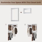 ROOMTEC Modular Closet System, 46" Wall-Mounted Closet Organizer with Hanging Rods, Wooden Tower for Walk-In Closets, Wardrobe Storage Kit, White