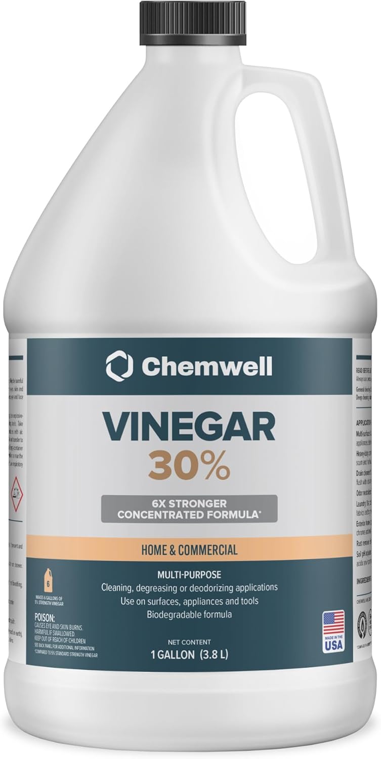 30% Vinegar (1 Gallon) - General Purpose All-Natural Multi-Surface Cleaner for Home, Patio & Commercial - High Performance, Powerful Concentrated Acetic Acid - Made in USA
