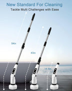 IEZFIX Electric Spin Scrubber, Bathroom Power Shower Scrubber Cleaning Brush for Tub/Tile/Floor/Toilet/Kitchen, 8 Cleaner Scrub Brush Heads, 3 Speeds 450RPM Max, Telescopic Rod Black