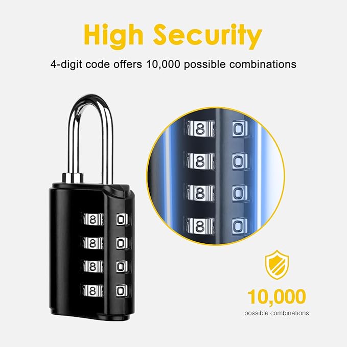 4 Digit Combination Lock Outdoor with Key Outdoor Waterproof, Padlock for School Gym Sports Locker,2 Pack Padlock