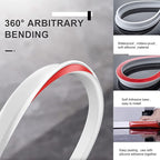 Silicone Wet Room Bathroom Floor Seal Screen Door Seal Strip Shower Dam Prevents Overflow of Water | Waterproof Self-Adhesive and Bendable Waterproof Strip for Wet and Dry Separation (White-120inch)