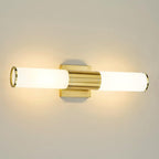 Bathroom Light Fixtures, 2-Light Vanity Lights for Mirror with Milk Glass Shade, Brushed Gold Wall Sconces Up and Down Wall Lamp for Bathroom Bedroom Hallway, VL834-BG-ML