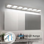 7-Light Bathroom Vanity Light Fixture Over Mirror, Nickel LED Vanity Lighting Fixtures, 45.67 inch Modern Bathroom Wall Light Fixtures with Rotating Lamp Head