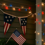 Novelty Lights 50 Feet 100 Bulb Incandescent Mini Light String, Red/White/Blue with 6-Inch Spacing on White Wire, UL Listed Commercial Grade Indoor/Outdoor Mini Lights, Connectable End-to-End