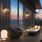 Aipsun Outdoor Wall Lantern 2 Packs with Dusk to Dawn Sensor, Matte Black Sensor Exterior Light Fixtures,Exterior Wall Sconce with Clear Glass Shade(2700K E26 Bulbs Include)