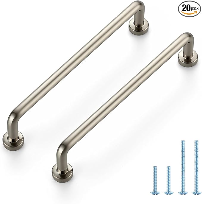 JOY DECOR Cabinet Pulls – 5 Inch Hole Center, Brushed Nickel, 20 Pack, Zinc Alloy Cabinet Handles for Drawers & Cupboard – Vintage Style Hardware for Kitchen, Bathroom, Dresser, Furniture Makeover