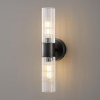 Bathroom Light Fixtures 2-Light, Modern Vanity Light for Bathroom, Wall Sconce, Bath Light with Glass Rods Shades for Mirror Bedroom Hallway (Black)