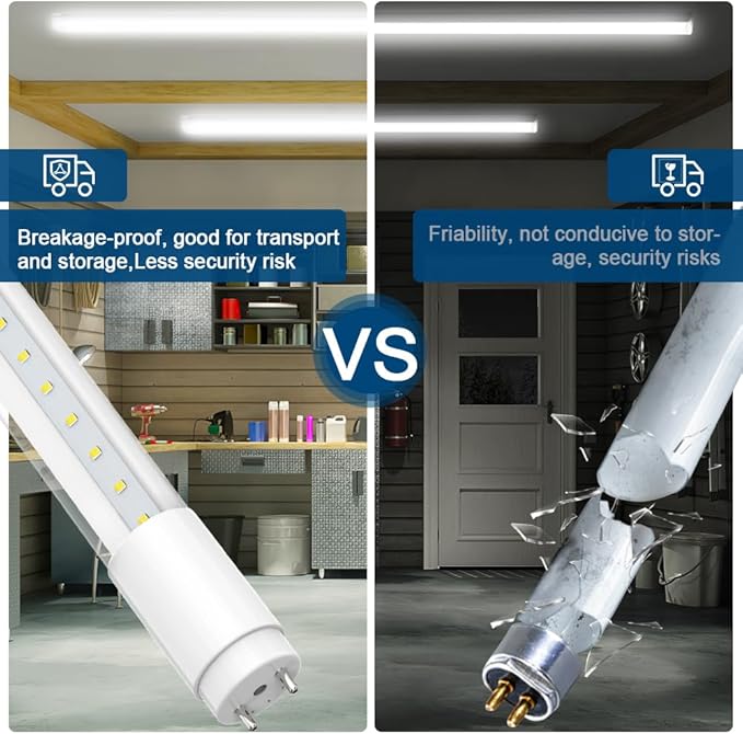 10 Pack T8 LED Bulbs 4 Foot, 14W 2450LM 6000K Super Bright, Type A+B 4FT LED Bulbs, Fluorescent Tubes Replacement, Plug & Play or Ballast Bypass,Clear Cover