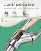 APPASO Patented Kitchen Faucet with Pull Down Sprayer and Soap Dispenser - Single Handle Stainless Steel Brushed Nickel High Arc Pull Out Kitchen Sink Faucets with Deck Plate