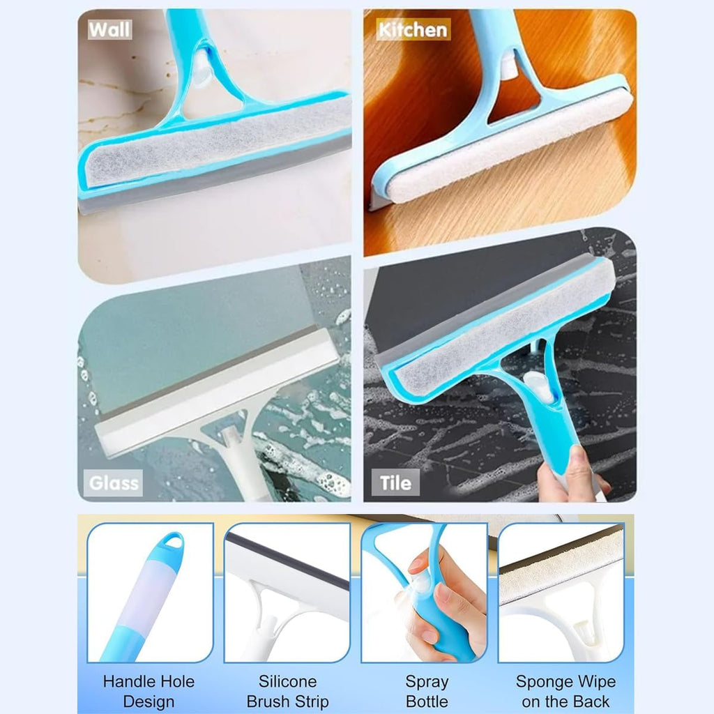 3 in 1 Spray Squeegee, 3 in 1 Window Cleaning Scraper, Window Squeegee with Sprayer for Home, Car, Tiles & Glass (White)
