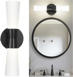 kudos Wall Sconces 16inches Black Vanity Light Fixtures, Modern Sconces Wall Lighting with Milk White Glass, Dimmerable 3000K/4000K/5000K for Bathroom Bedroom, KDVL13-BK
