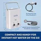 Hillhub 1.32GPM Portable Tankless Water Heater for Ourdoor, Camping Propane Hot Water Heater for Showering with CSA Certified Overheating Protection