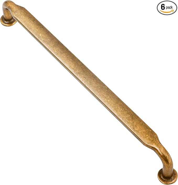 Alzassbg 6 Pack Antique Brass Cabinet Handles, 7-1/2 Inch(192mm) Hole Centers Arch Modern Cabinet Pulls Kitchen Cabinets Hardware for Cabinets and Drawers AL3503AB