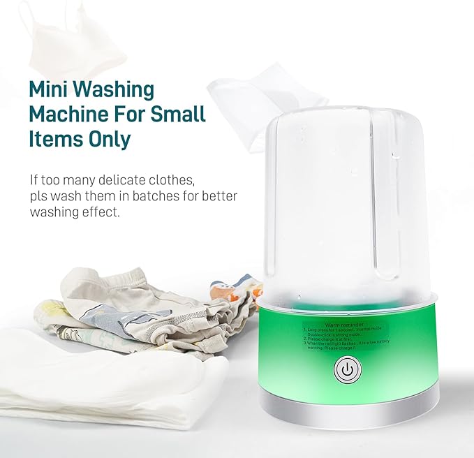 Portable Mini Washing Machine | Compact Deep Cleans Underwear, Baby Clothes, Small Laundry | Lightweight for Apartment, Dorm, Hotel, Travel & Camping | Quiet Energy-Efficient（Green）