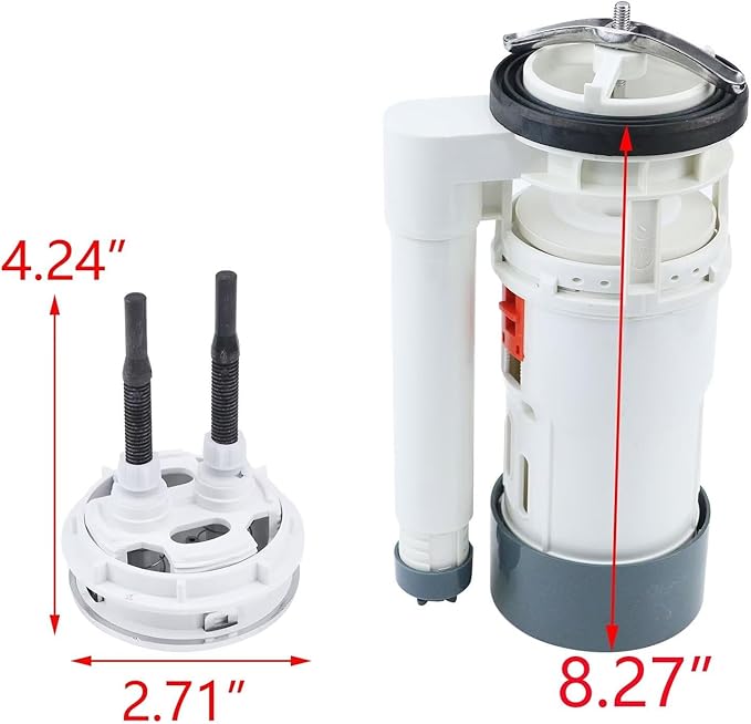 T Tulead Toilet Fill Valve, Dual Flush Valve, Push Button, Toilet Tank Parts Replacement, Converter Kit, for 10"-12" Toilet Tank, for Fill Valve 0.8" Thread, for Drain Hole Dia, 2.56"