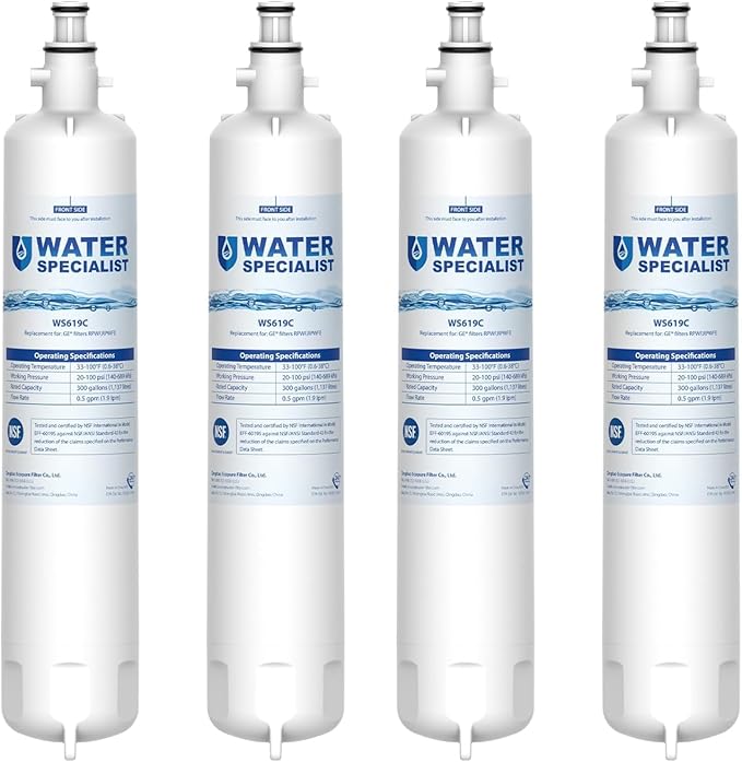 Waterspecialist Replacement for GE® RPWFE®, RPWF (Built-in CHIP) Refrigerator Water Filter, Compatible with GYS22GMNES, GYE22HSKSS, PYE22PELDS, GFE26GMKES, GFE26GGHWW, PFE28KYNFS, 4 Filters