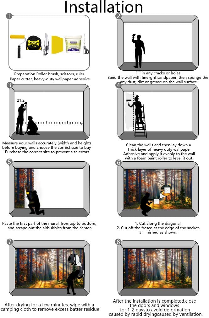 Autumn Sunshine in The Woods Wallpaper, Natural Landscape Mural, Modern Living Room Bedroom Backdrop Wall Mural(Non-self-Adhesive)