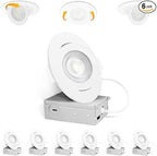 4 Inch 6 Pack Gimbal LED Recessed Lighting, 360°&90°Adjustable Eyeball Directional Wafer Light,Downlight, Dimmable, 12W 1100LM CRI95, White, 2700K 3000K 3500K 4000K 5000K 5CCT, ETL&FCC
