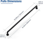 JOY DECOR Cabinet Pulls – 12-3/5 Inch Hole Center, Matte Black, 10 Pack, Zinc Alloy Cabinet Handles for Drawers & Cupboard – Vintage Style Hardware for Kitchen, Bathroom, Dresser, Furniture Makeover