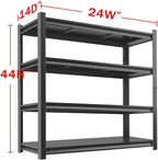 Metal Garage Storage Shelves Heavy Duty Shelving Unit 4 Tier Steel Adjustable Organizing Shelves 2500 LBS Capacity Industrial Shelving Ideal for Garage Tote Pantry Basement Outdoor, 44”Hx24”Wx14”D
