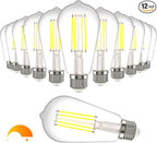 Kawaya E26 LED Edison Bulbs: 8W Equivalent 80W Dimmable LED Bulbs - Vintage ST58 4000k ‎Neutral White - 800 Lumens High Brightness Filament Bulbs with 90+ CRI - Clear Glass, 12 Pack