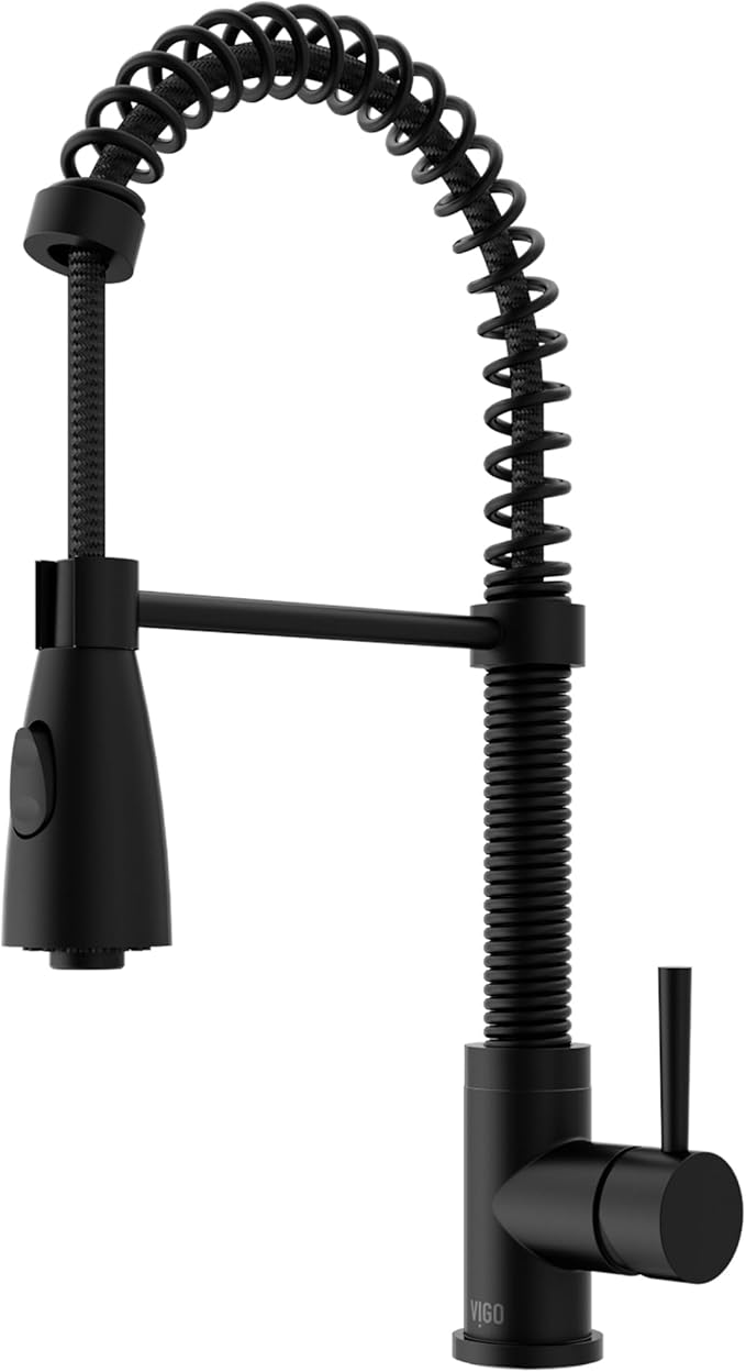 VIGO Brant 19'' H Single Handle Pull-Down Sprayer Kitchen Faucet in Matte Black-VG02003MB