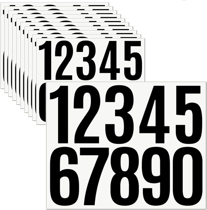 10 Sheets Vinyl House Numbers - 3 inch Waterproof Mailbox Numbers, Self-Adhesive Stickers for Mailbox, Cars, Boats, Windows, Door and Apartments(Black,3 inch)
