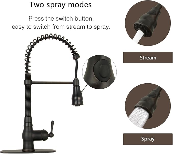 Akicon One-Handle Pre-Rinse Pull-Down Spring Kitchen Faucet