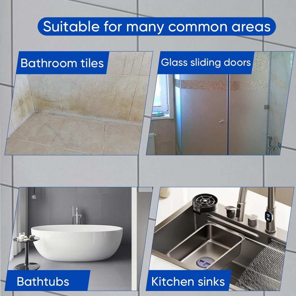 Bathroom Descaler Foam Cleaner: All-In-One Powerful Cleaner Spray - Strong Shower, Bathtub, Glass, Faucet, Tile, and Toilet Cleaner for Stubborn Stains & Limescale Removal (1)