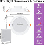 Smart Recessed Lighting 6 Inch RGBCW Color Changing 16W LED Downlight with Junction Box,1350 Lumen Recessed Ceiling Light Compatible with Alexa,Dimmable by Bluetooth Control -1Pack