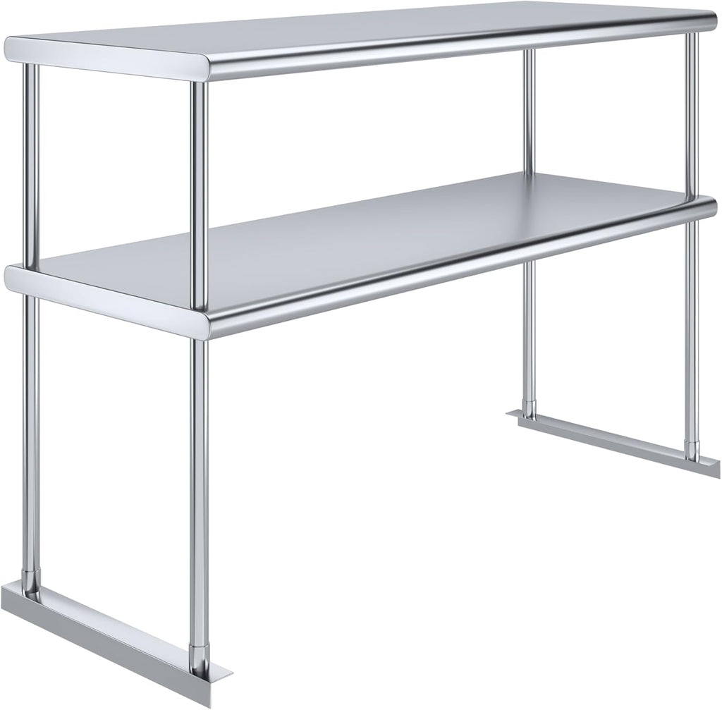 AmGood Stainless Steel Double-Tier Shelf | Work Table Overshelf | NSF Certified | Fits Over Tables | Many (48 in. Long x 18 in. Deep)