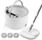 Mop and Bucket Set, Spin Mop Bucket with Separate Dirty/Clean Water System, Self-Wringing Square Mops for Floor/Wall Cleaning with 3 Microfiber Pads