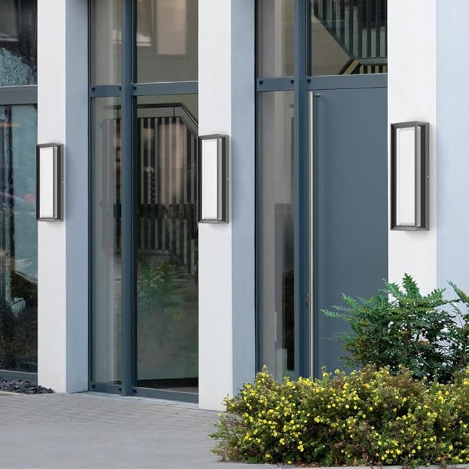 Sytmhoe LED Square Outdoor Wall Lights,16inch 3000K 10%-100% Dimmable Exterior Wall Light Aluminum&PC Body Waterproof IP65 led Porch Light for House Patio Garage Garden