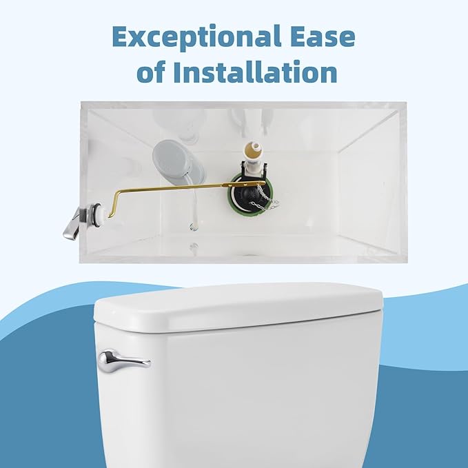 Universal Toilet Handle Replacement Kit Side Mount with 2-Inch Rubber Toilet Flapper, Toilet Tank Parts Compatible with Kohler, American Standard, TOTO, Mansfield, Angle Mount-Chrome
