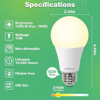 A19 LED Soft White 2700K Light Bulbs, 100 Watt Equivalent LED Bulbs, Non-Dimmable, 1500 Lumens, 8.5W Warm White LED Bulbs for Bedroom Living Room, 3 Pack