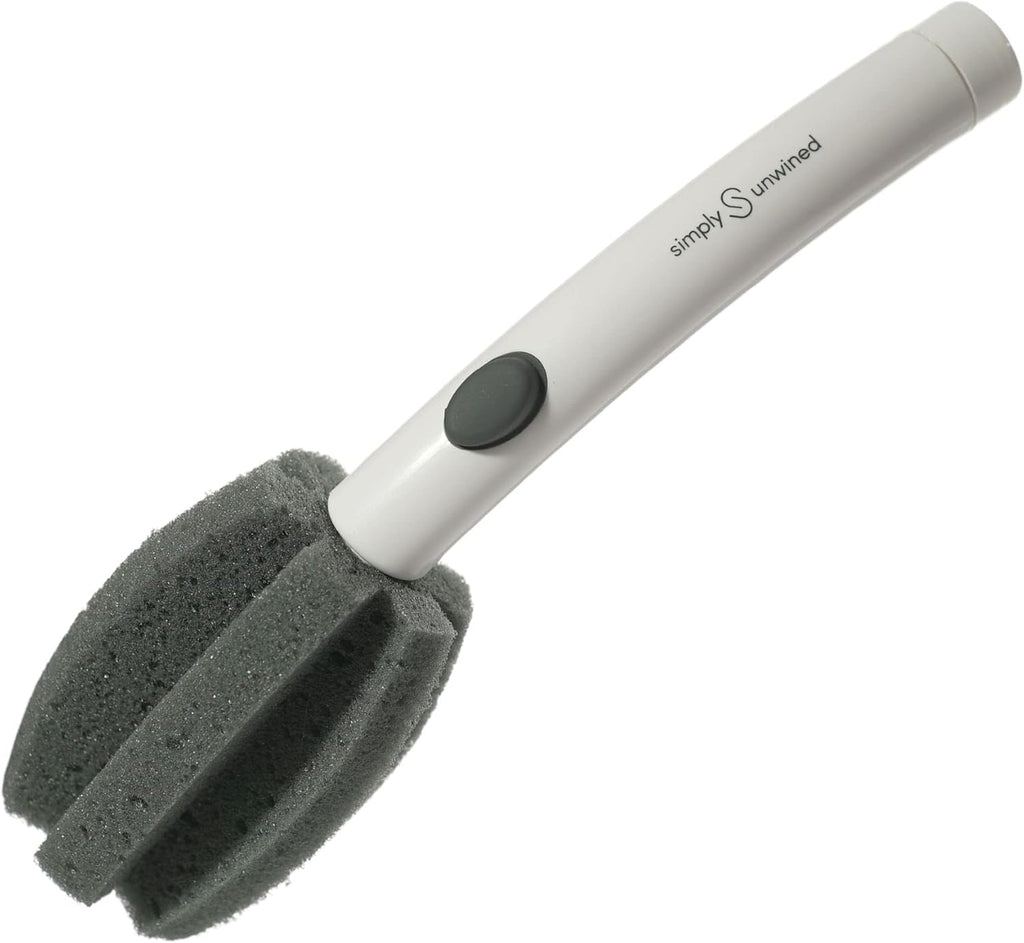| The WINE Brush – One Step Patented Stemware Cleaning Sponge with Soap Dispenser and Replaceable Sponge Head Designed to Clean Wine Glass Rim and Bowl