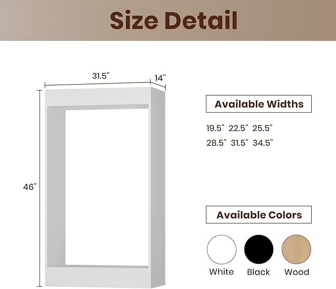 ROOMTEC 31.5" Double Hanging Closet Unit, Modular Closet System with Hanging Rod, Wardrobe Organizer for Bedroom or Walk-in Closet, Wall Mounted, Customizable Clothes Storage Unit, White