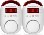 2 Packs Gas & Carbon Monoxide Detectors - Plug in Carbon Monoxide Detector & Propane, Natural Gas Detector, CO Monitor Alarm & Explosive Gas Detector Alarm for Home,RV