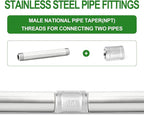 TAISHER 2PCS Stainless Steel Pipe Fittings, 3/4" NPT Male x 3/4" NPT Male Threaded, 16" Length Thickened Nipple Cast Pipe
