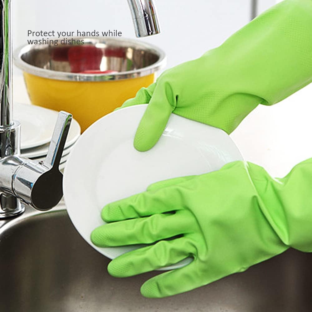 Alimat PluS 3 Pack Reusable Cleaning Gloves Latex Free, Dishwashing Rubber Gloves for Cleaning, Waterproof Household Gloves for Laundry, Gardening (Medium, Without Liner)