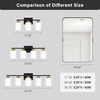 Black and Gold Bathroom Light Fixtures, 3-Light Modern Vanity Light Over Mirror, Wall Sconces with Milky White Frosted Glass Shades, E26 Socket (Bulbs Not Included)