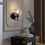 ANDY STAR 1-Light Bathroom Light Fixtures, Black Wall Sconces, Bathroom Vanity Light with Clear Glass Shade, Modern Wall Light Fixtures for Bath Mirror Hallway Bedroom Living Room, Hardwired, E26 Base