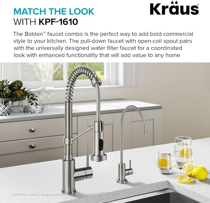 KRAUS Purita 100% Lead-Free Kitchen Water Filter Faucet in Spot Free Stainless Steel, FF-100SFS