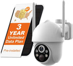 4G LTE Cellular Security Camera Wireless Outdoor with 3-year Unlimited Data SIM Card, Solar Camera, No WiFi Security Camera, Color Night Vision, 360° Live View, PIR Motion Sensor, 2-Way Audio